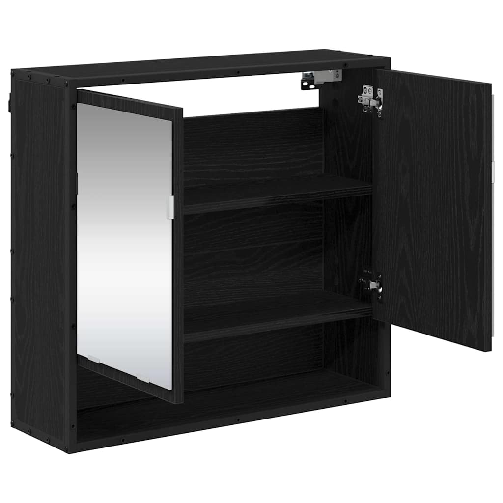 Wandregal mit Regal Schwarz Eichen-Optik 65 x 20 x 60 cm