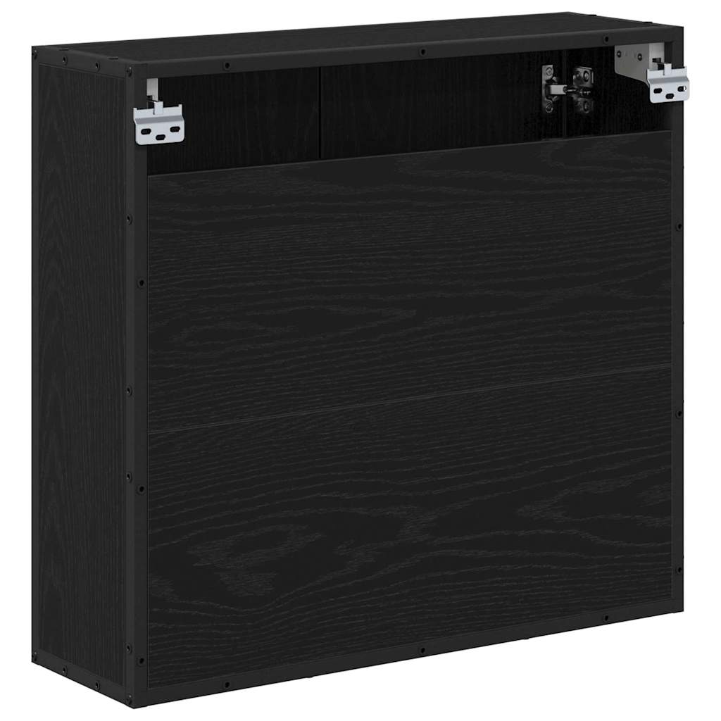 Wandregal mit Regal Schwarz Eichen-Optik 65 x 20 x 60 cm