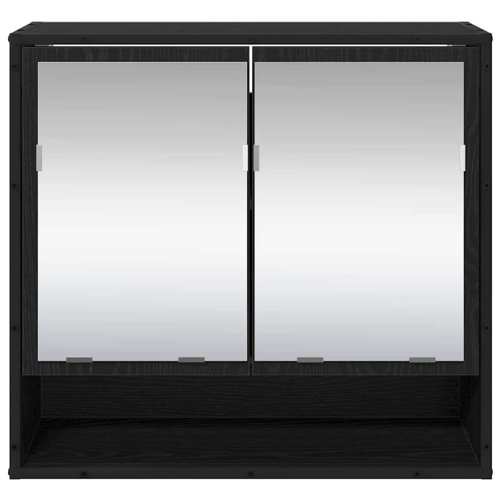 Wandregal mit Regal Schwarz Eichen-Optik 65 x 20 x 60 cm