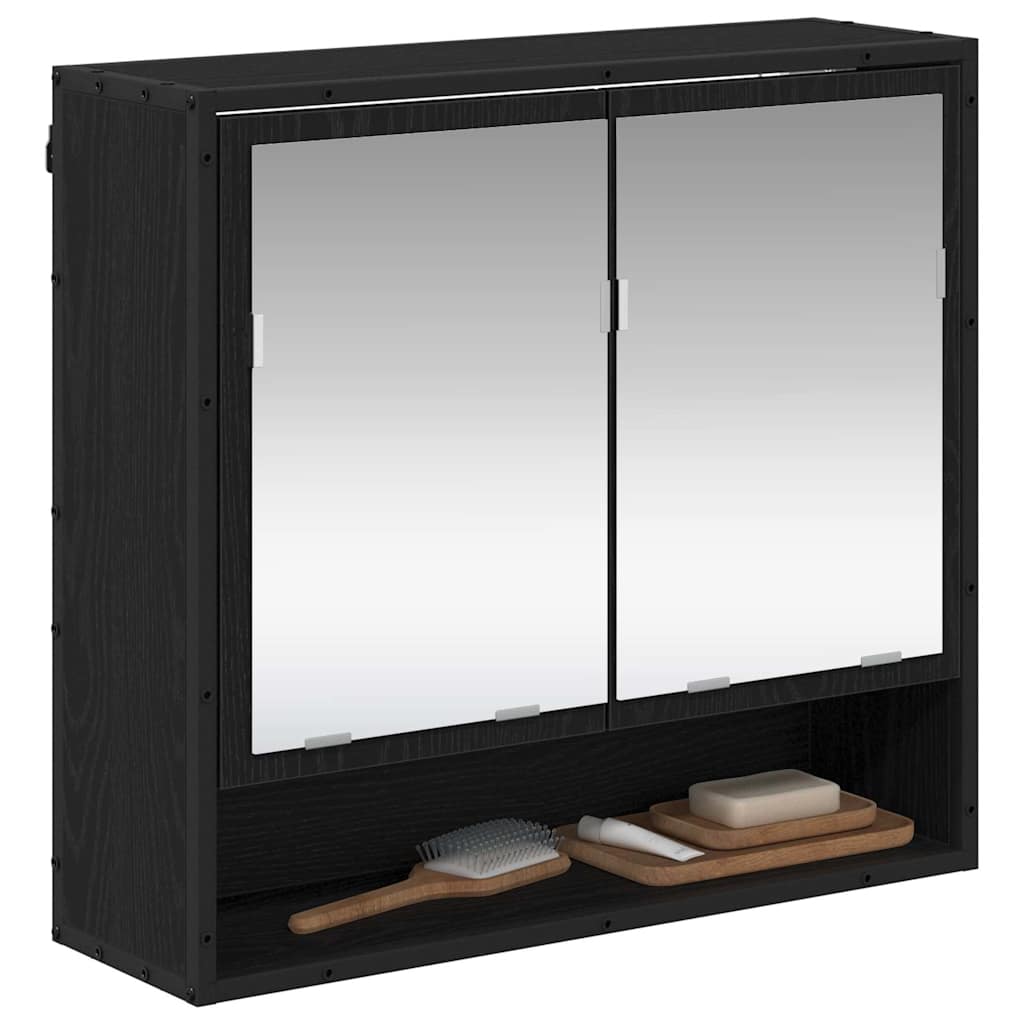 Wandregal mit Regal Schwarz Eichen-Optik 65 x 20 x 60 cm