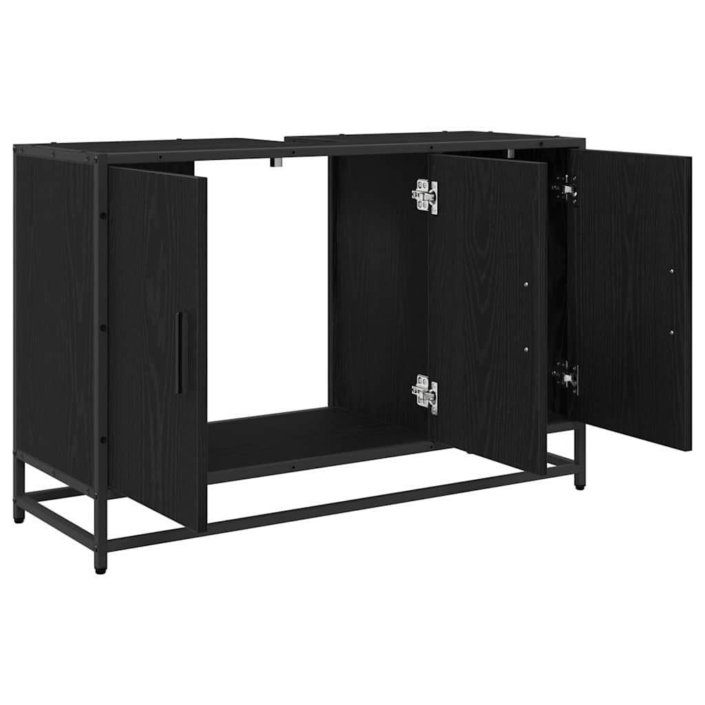 Badezimmerschrank mit Tür Schwarz Eichen-Optik 90 x 33 x 60 cm