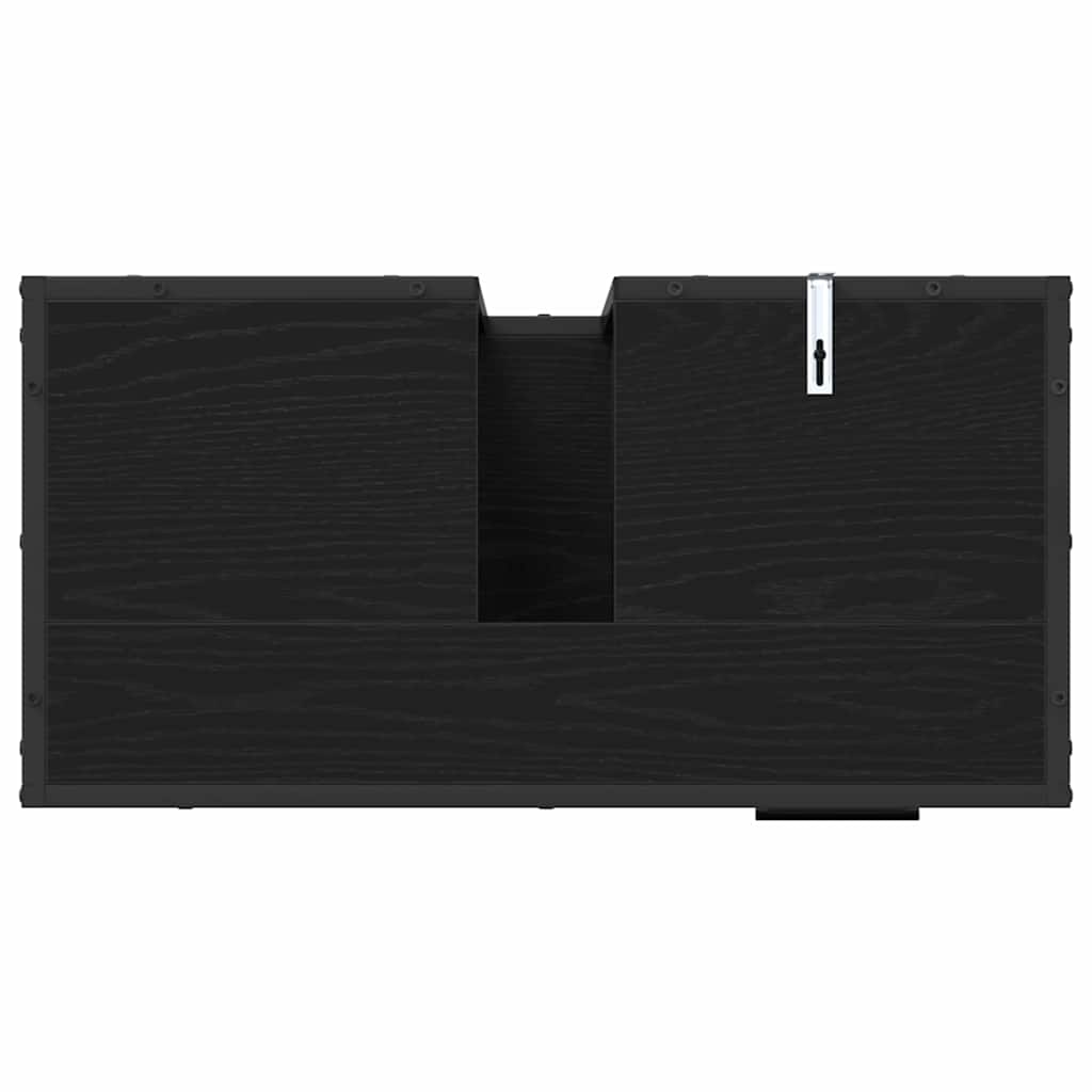 Badezimmerschrank mit Tür Schwarz Eichen-Optik 65 x 33 x 60 cm