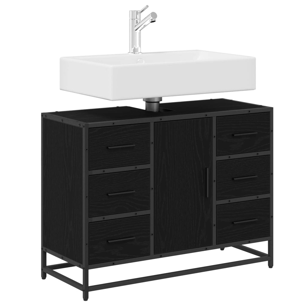 Badezimmerschrank mit Tür Schwarz Eichen-Optik 80 x 33 x 60 cm