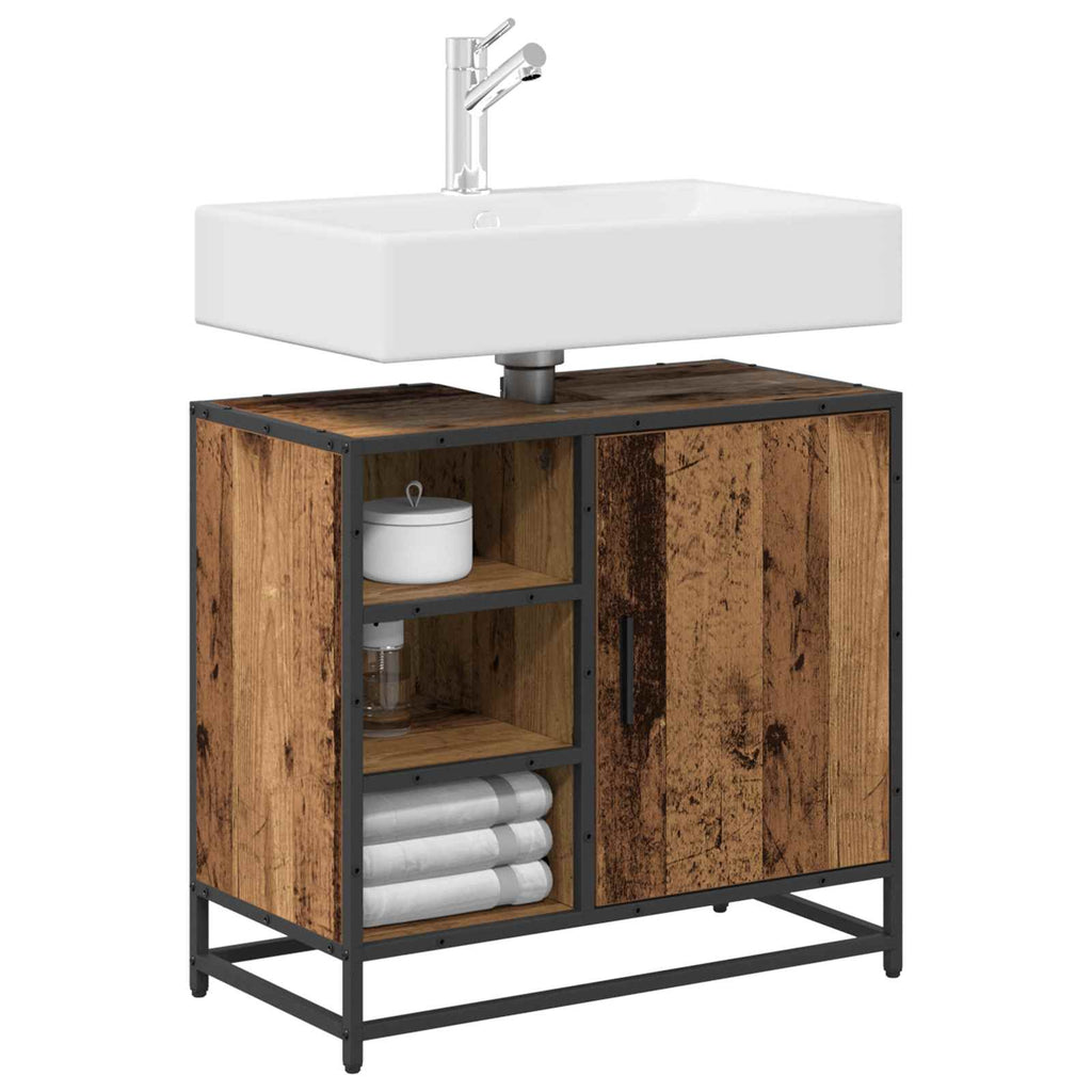 Badezimmerschrank mit Tür Altholz 65 x 33 x 60 cm Holzwerkstoff