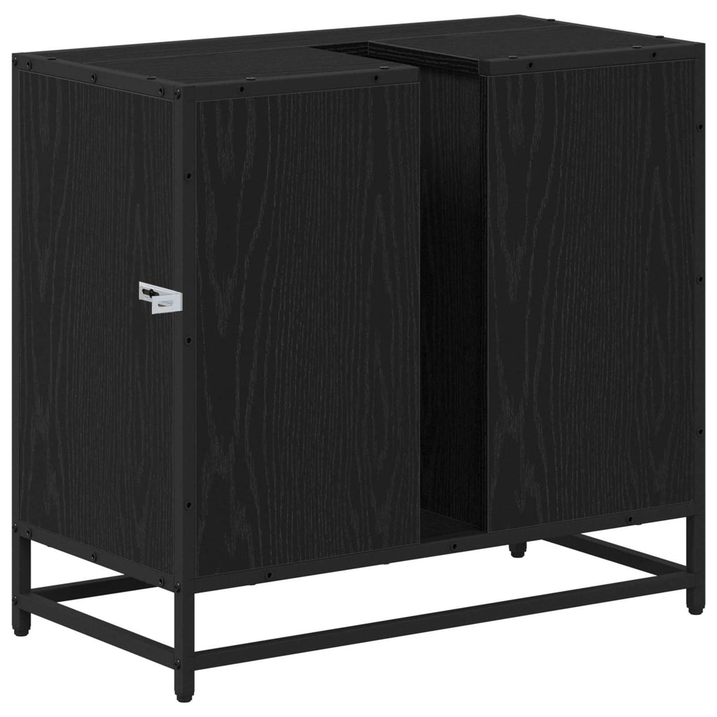 Badezimmerschrank mit Tür Schwarz Eichen-Optik 65 x 33 x 60 cm