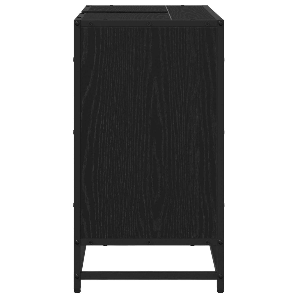 Badezimmerschrank mit Tür Schwarz Eichen-Optik 65 x 33 x 60 cm