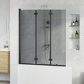 Bad-Duschschirm Schwarz 130 x 138 cm Gehärtetes Glas