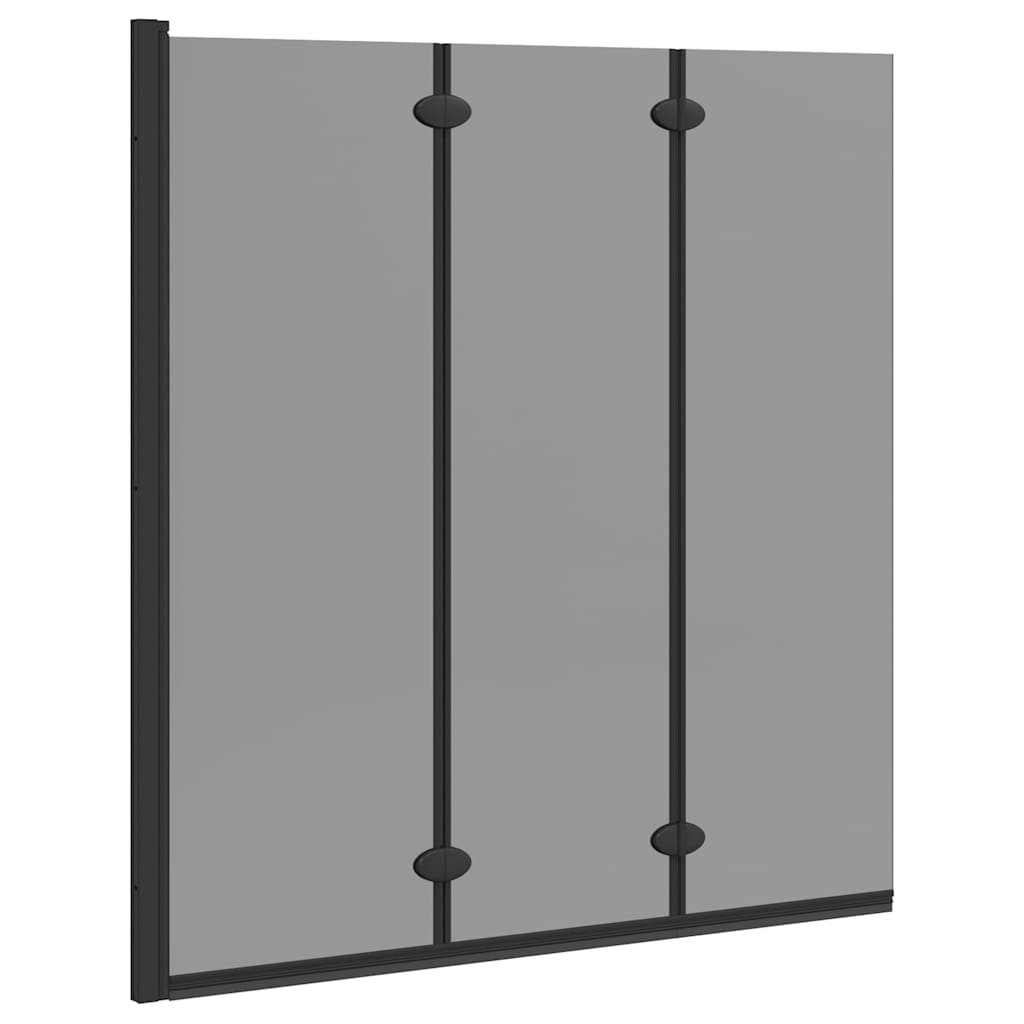 Bad-Duschschirm Schwarz 130 x 138 cm Gehärtetes Glas