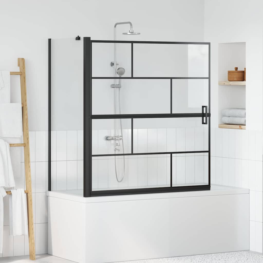 Bad-Duschschirm Schwarz und Transparent 116 x 68 x 128 cm