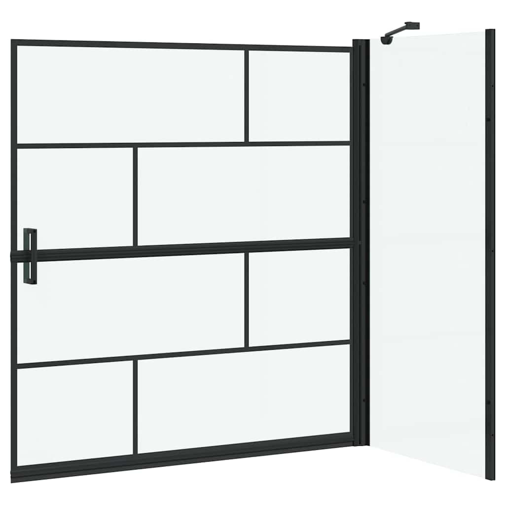 Bad-Duschschirm Schwarz und Transparent 116 x 68 x 128 cm