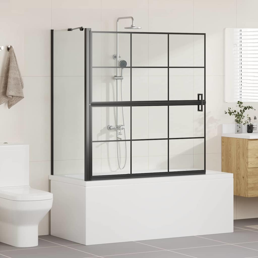 Bad-Duschschirm Schwarz und Transparent 116 x 68 x 128 cm