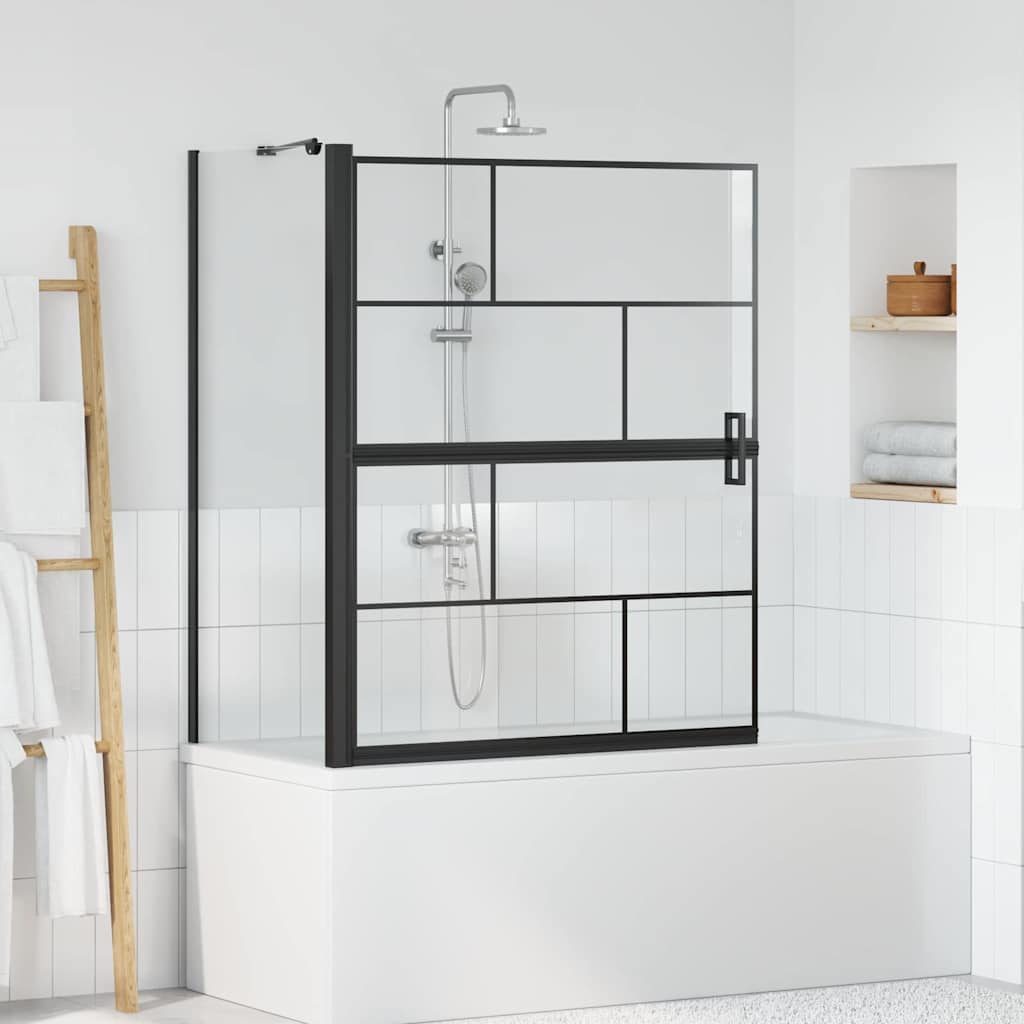 Bad-Duschschirm Schwarz und Transparent 100 x 68 x 128 cm