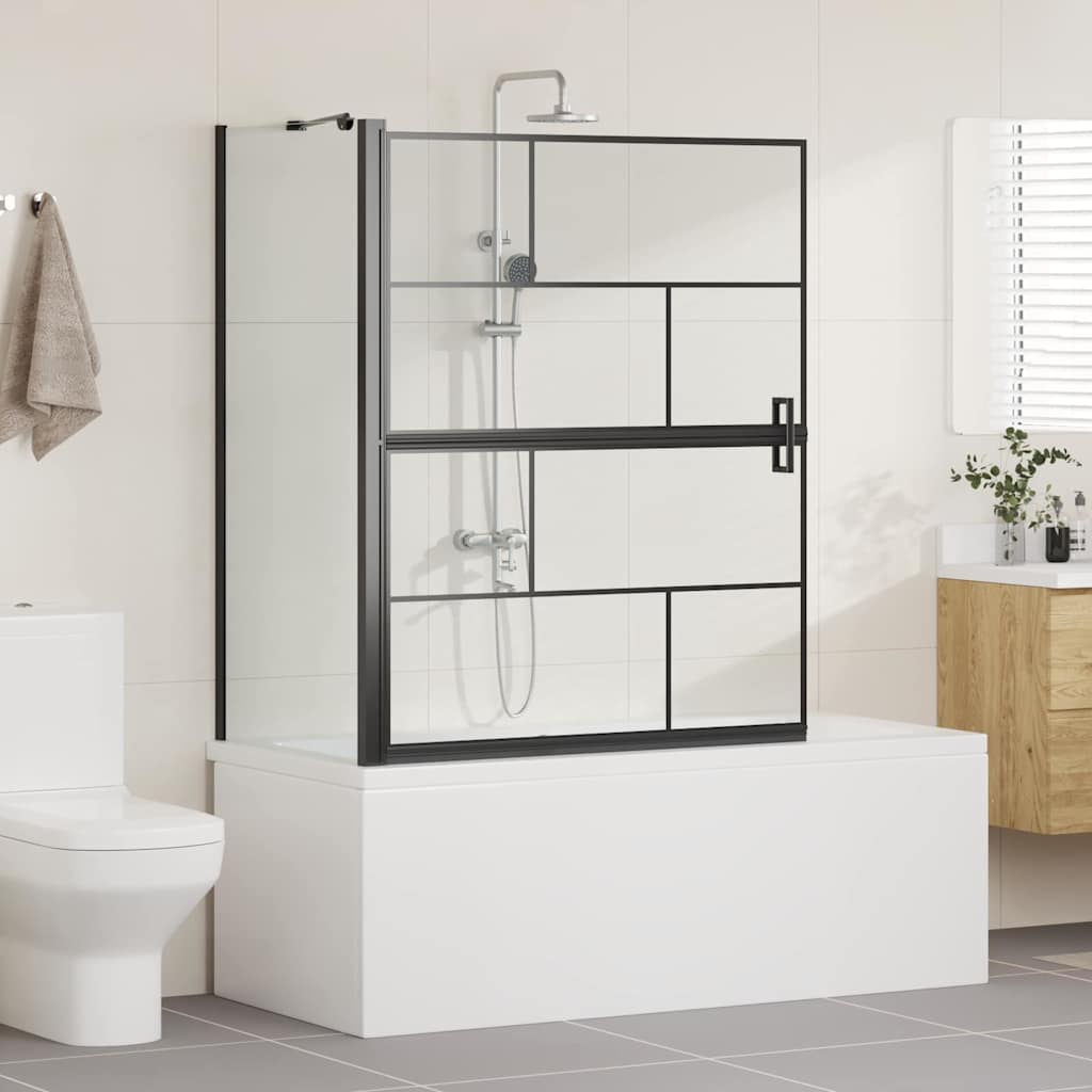 Bad-Duschschirm Schwarz und Transparent 100 x 68 x 128 cm