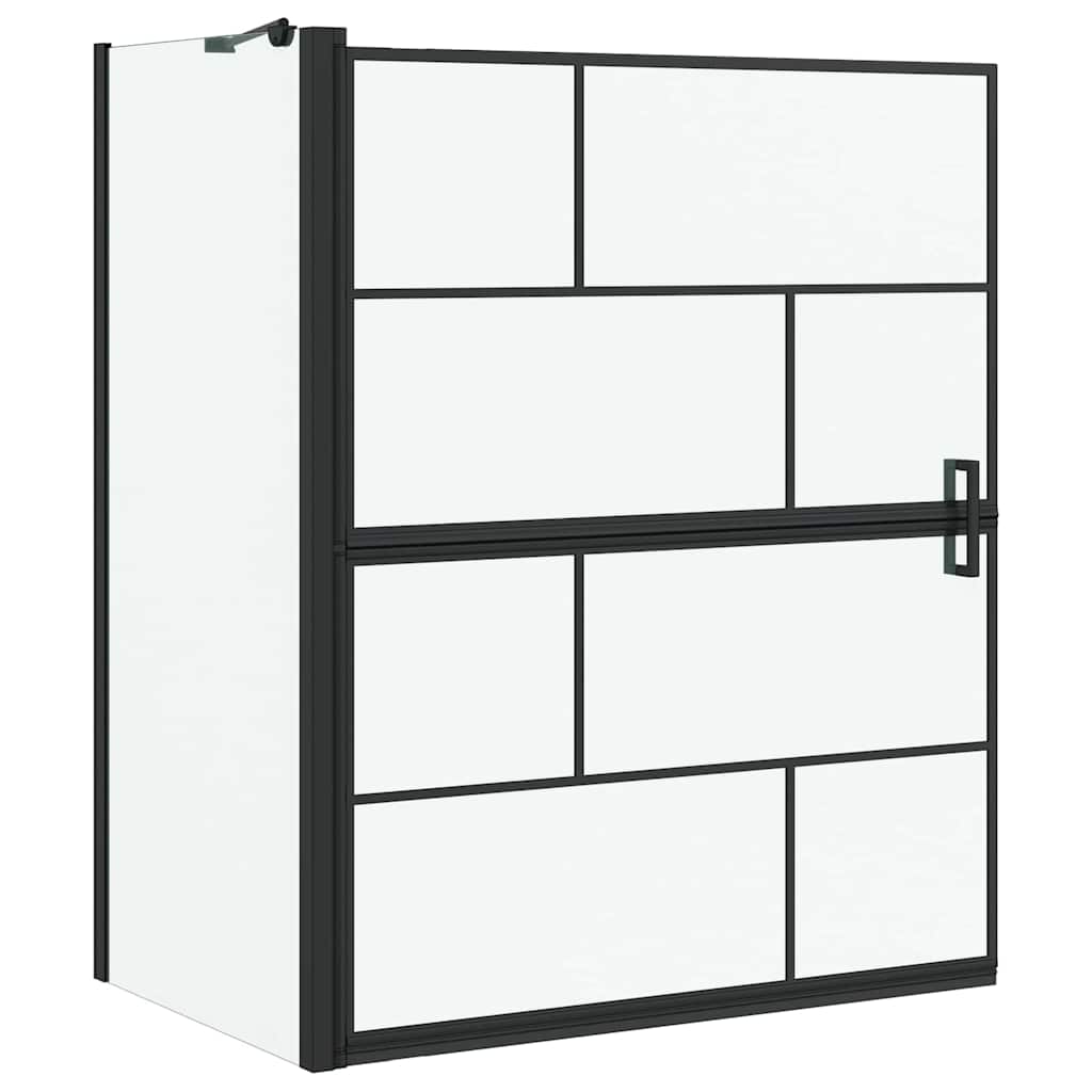 Bad-Duschschirm Schwarz und Transparent 100 x 68 x 128 cm