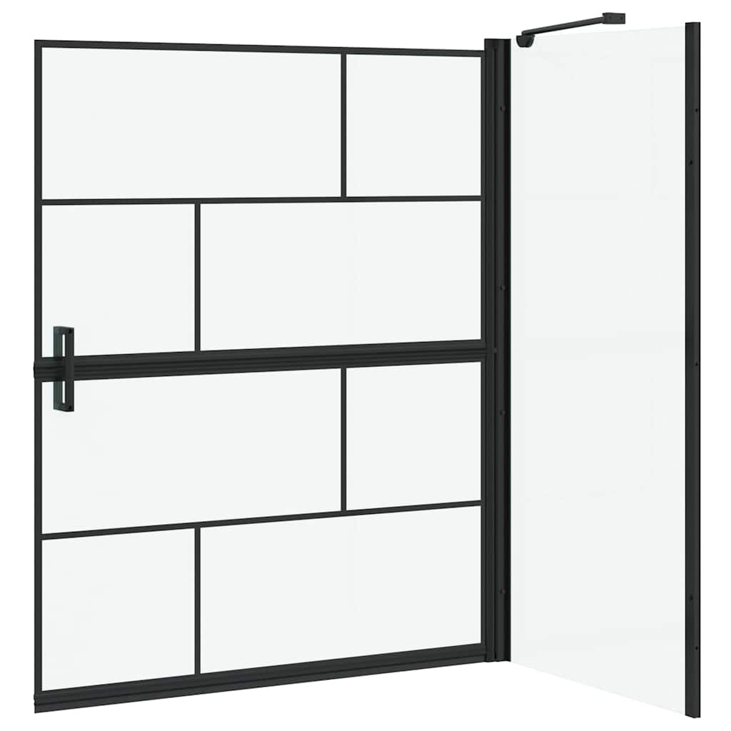 Bad-Duschschirm Schwarz und Transparent 100 x 68 x 128 cm