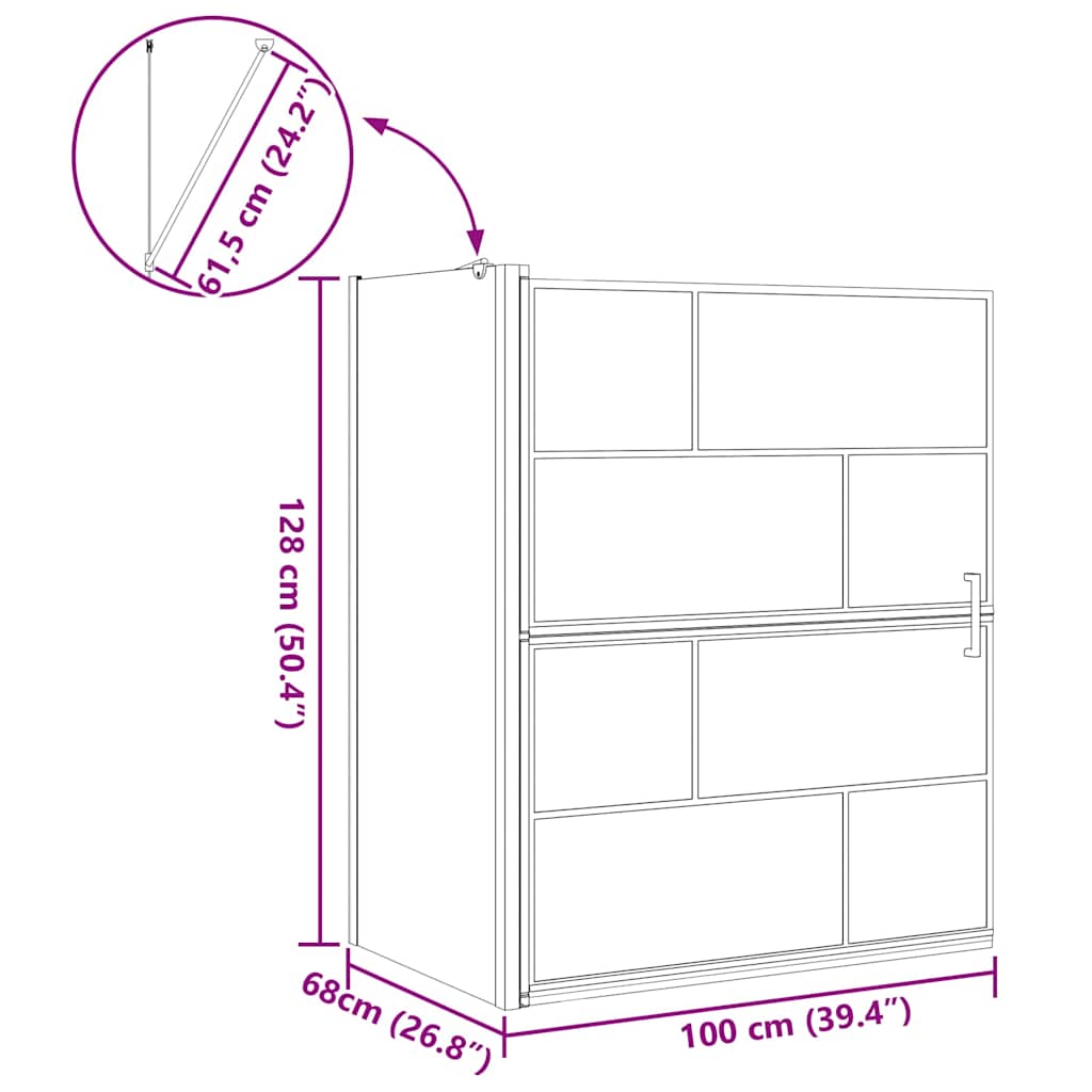 Bad-Duschschirm Schwarz und Transparent 100 x 68 x 128 cm