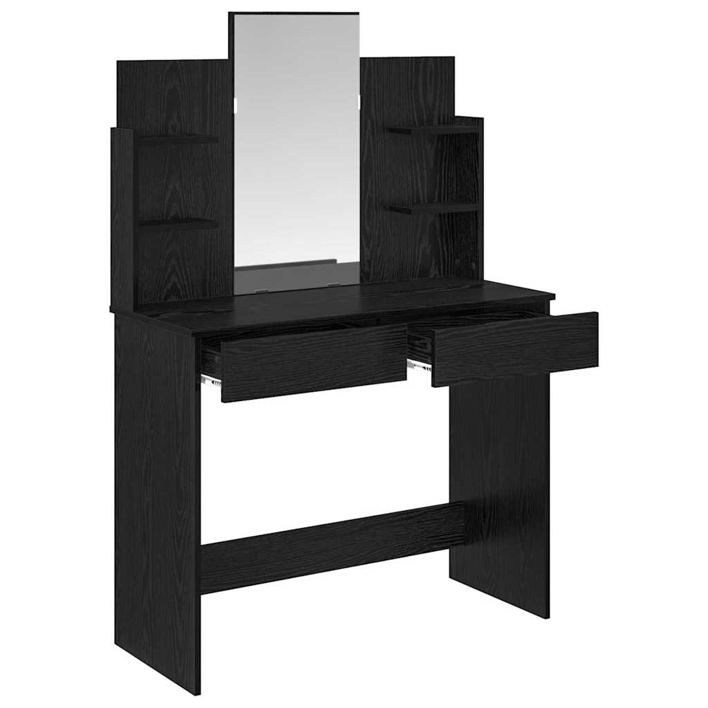 Schminktisch mit Spiegel Schwarz Eichen-Optik 96 x 39 x 142 cm