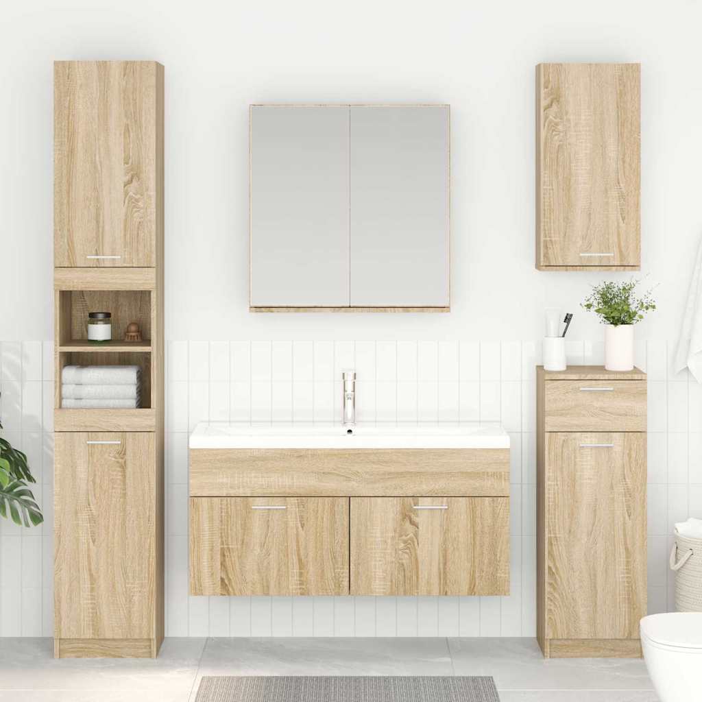 Waschbeckenunterschrank mit Speicher Sonoma-Eiche Holzwerkstoff