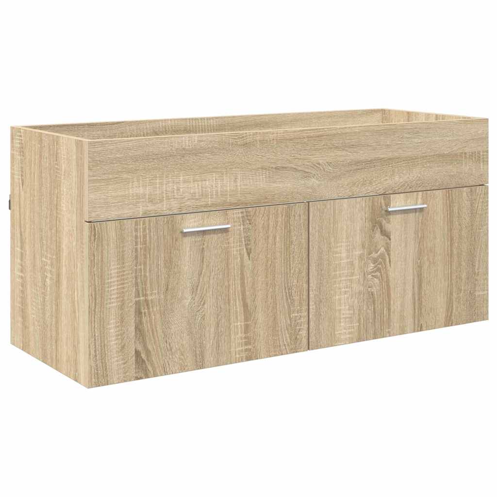 Waschbeckenunterschrank mit Speicher Sonoma-Eiche Holzwerkstoff