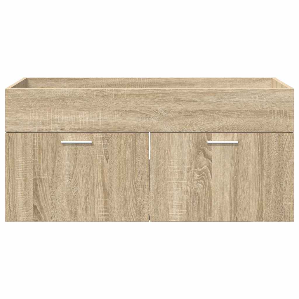 Waschbeckenunterschrank mit Speicher Sonoma-Eiche Holzwerkstoff