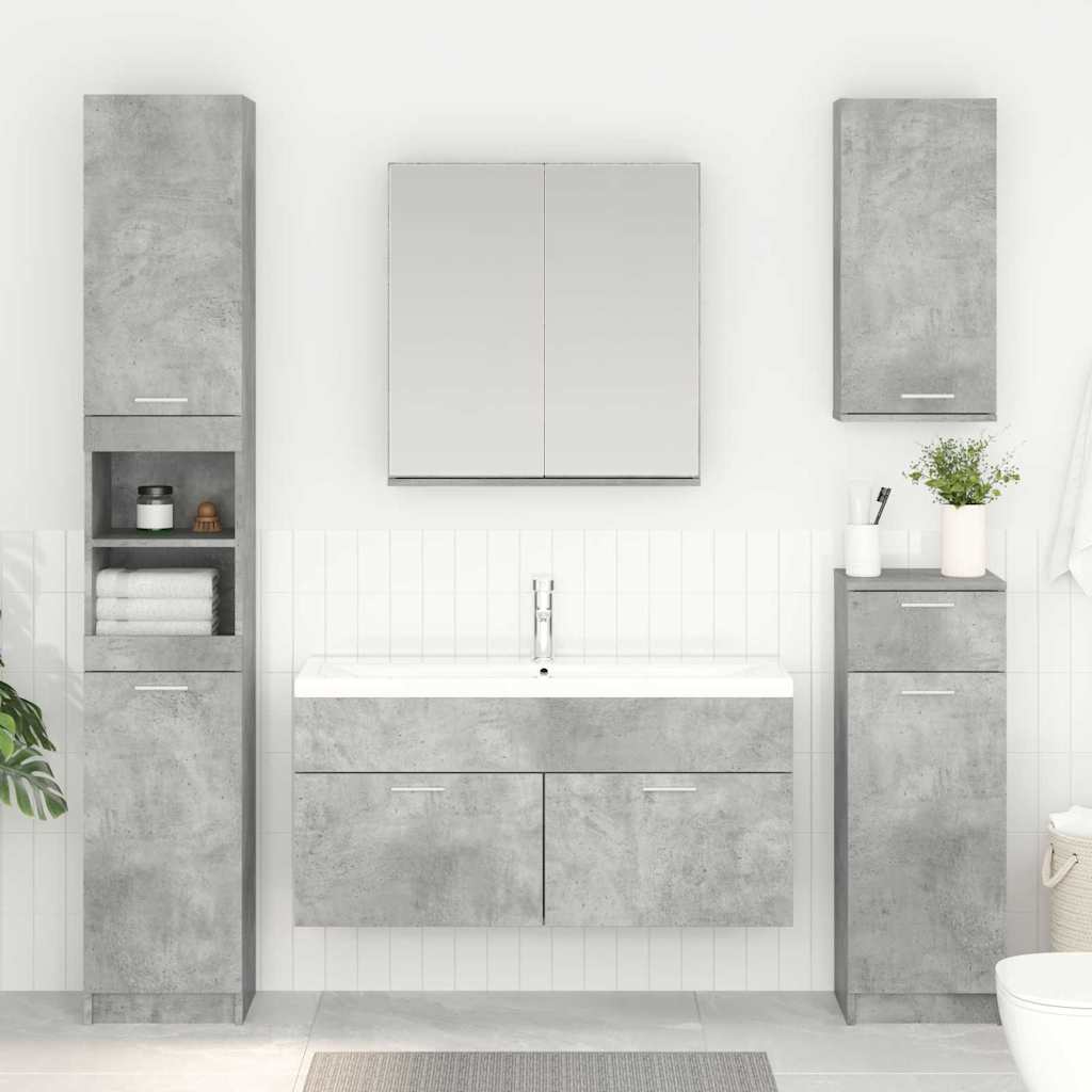 Waschbeckenunterschrank mit Speicher Beton Grau Holzwerkstoff
