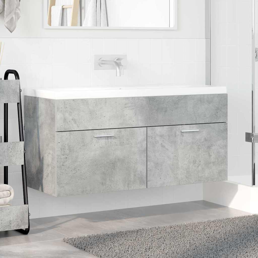Waschbeckenunterschrank mit Speicher Beton Grau Holzwerkstoff