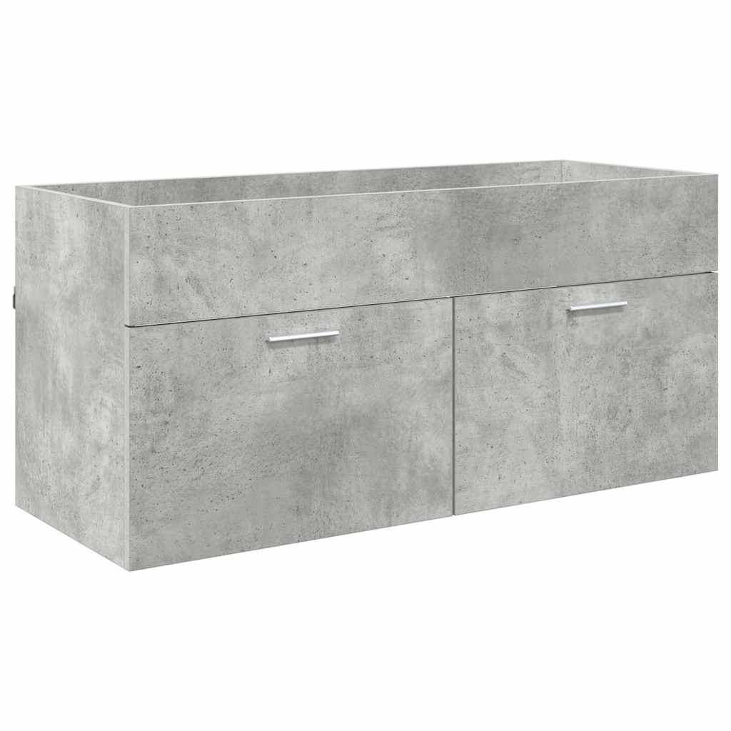 Waschbeckenunterschrank mit Speicher Beton Grau Holzwerkstoff