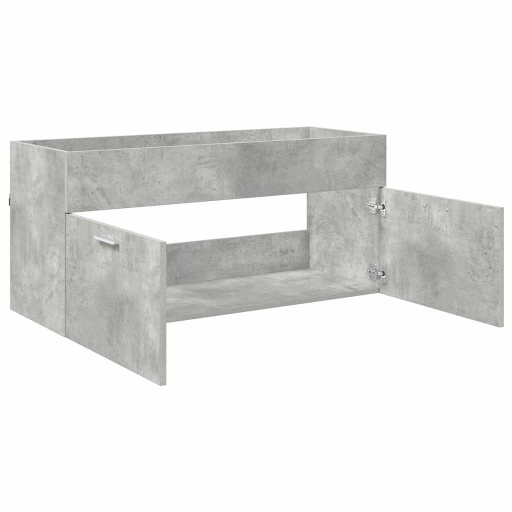 Waschbeckenunterschrank mit Speicher Beton Grau Holzwerkstoff
