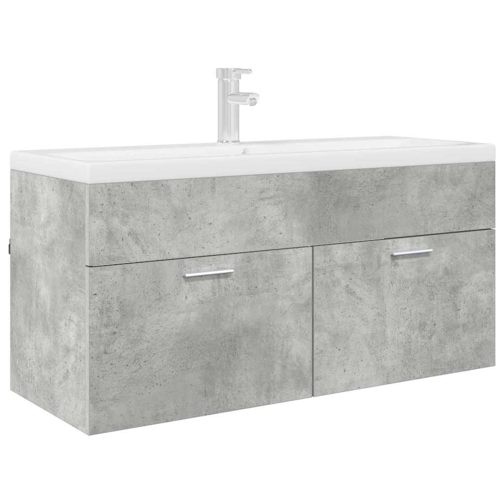 Waschbeckenunterschrank mit Speicher Beton Grau Holzwerkstoff