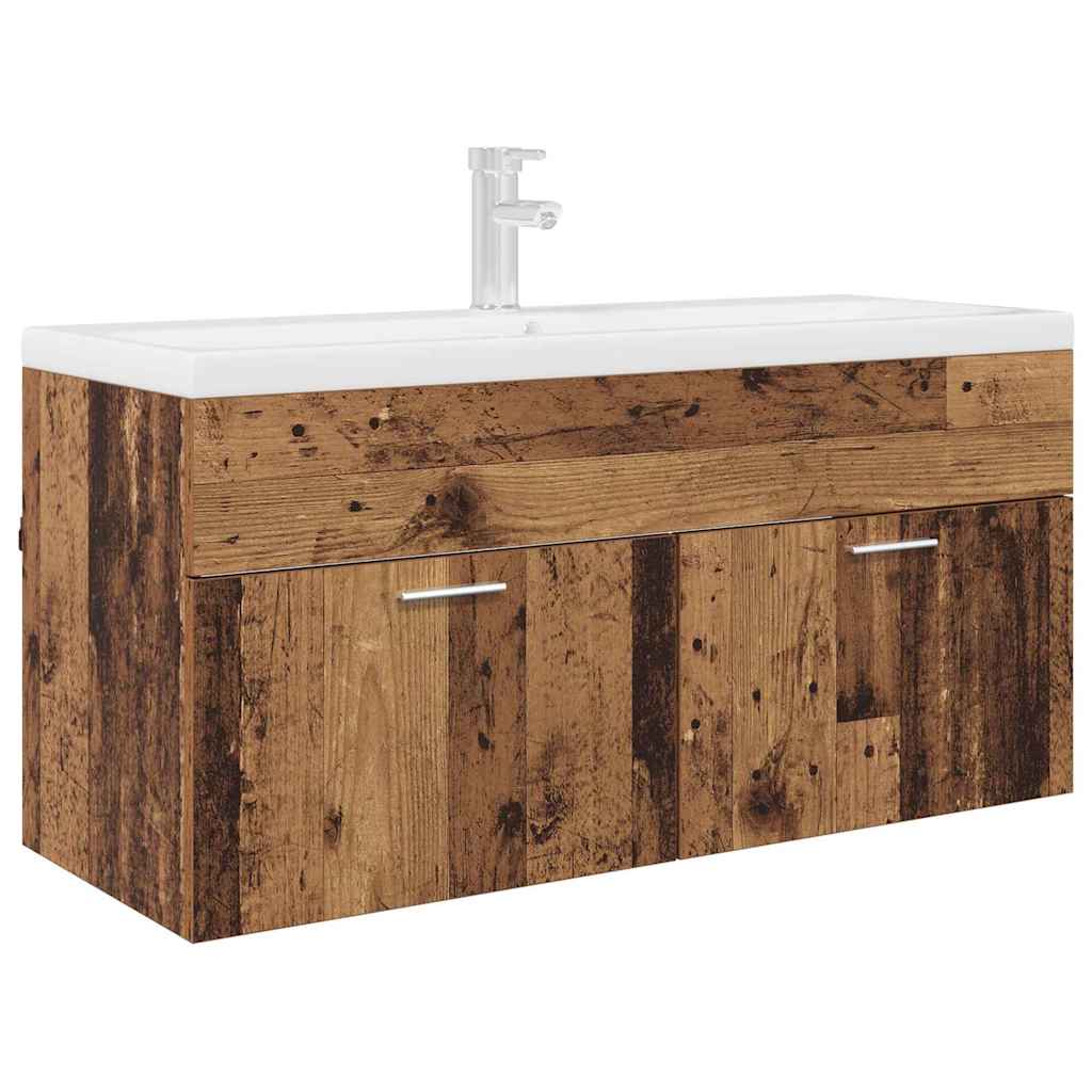 Waschbeckenunterschrank mit Speicher Altholz Holzwerkstoff