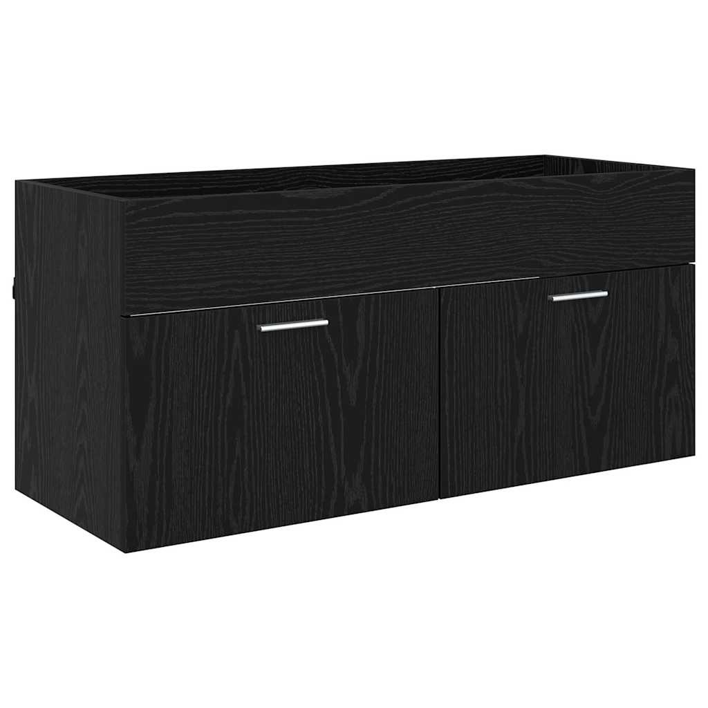 Waschbeckenunterschrank Schwarz Eichen-Optik Holzwerkstoff