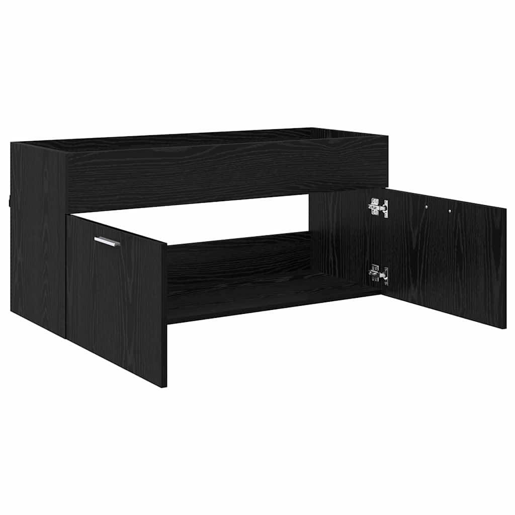 Waschbeckenunterschrank Schwarz Eichen-Optik Holzwerkstoff