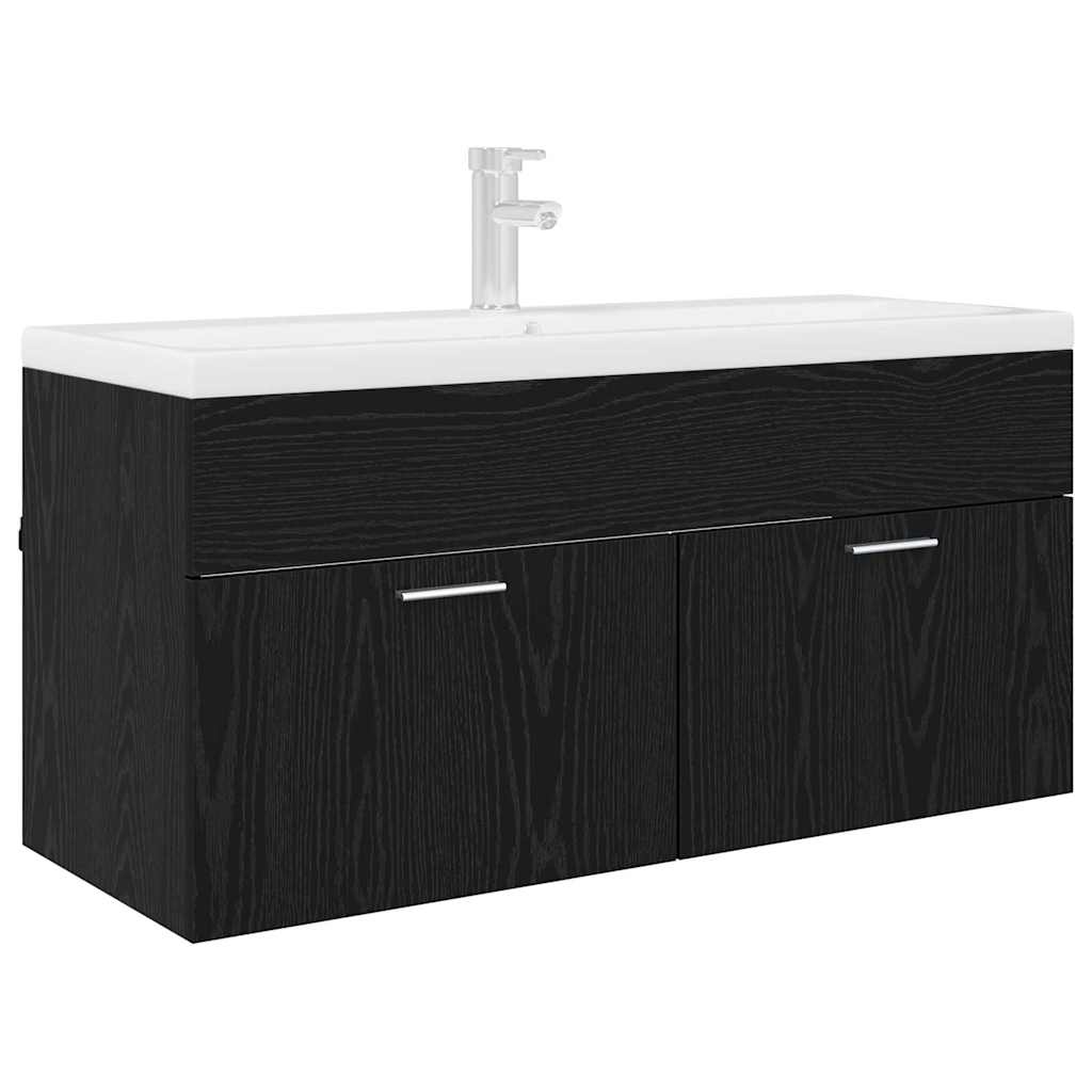 Waschbeckenunterschrank Schwarz Eichen-Optik Holzwerkstoff