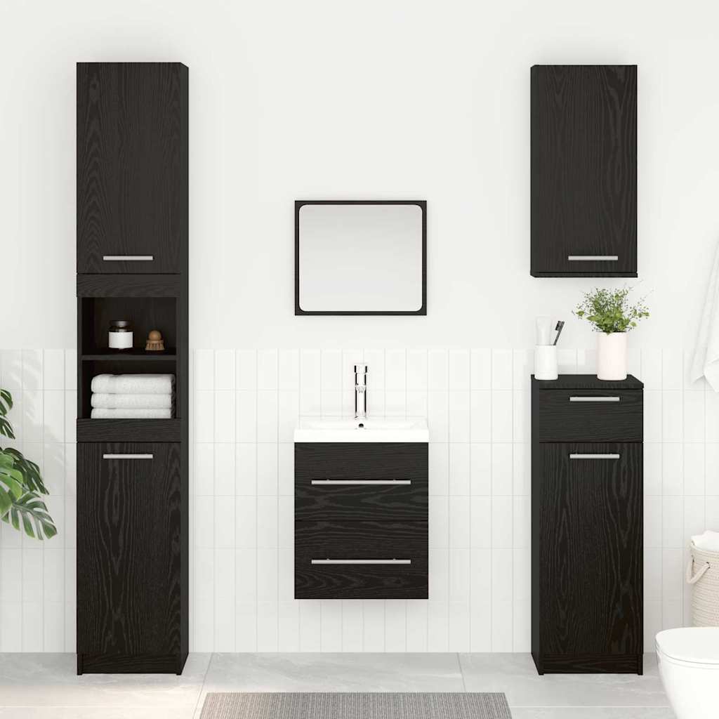 Waschbeckenunterschrank Schwarz Eichen-Optik 38,5 x 41 x 48 cm