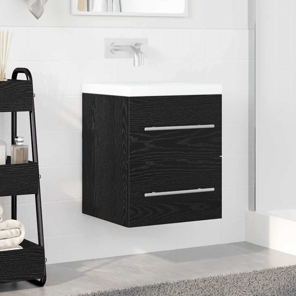Waschbeckenunterschrank Schwarz Eichen-Optik 38,5 x 41 x 48 cm