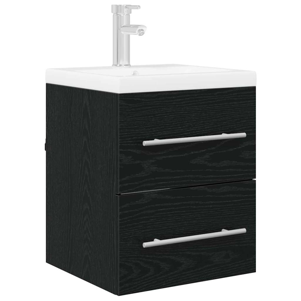 Waschbeckenunterschrank Schwarz Eichen-Optik 38,5 x 41 x 48 cm