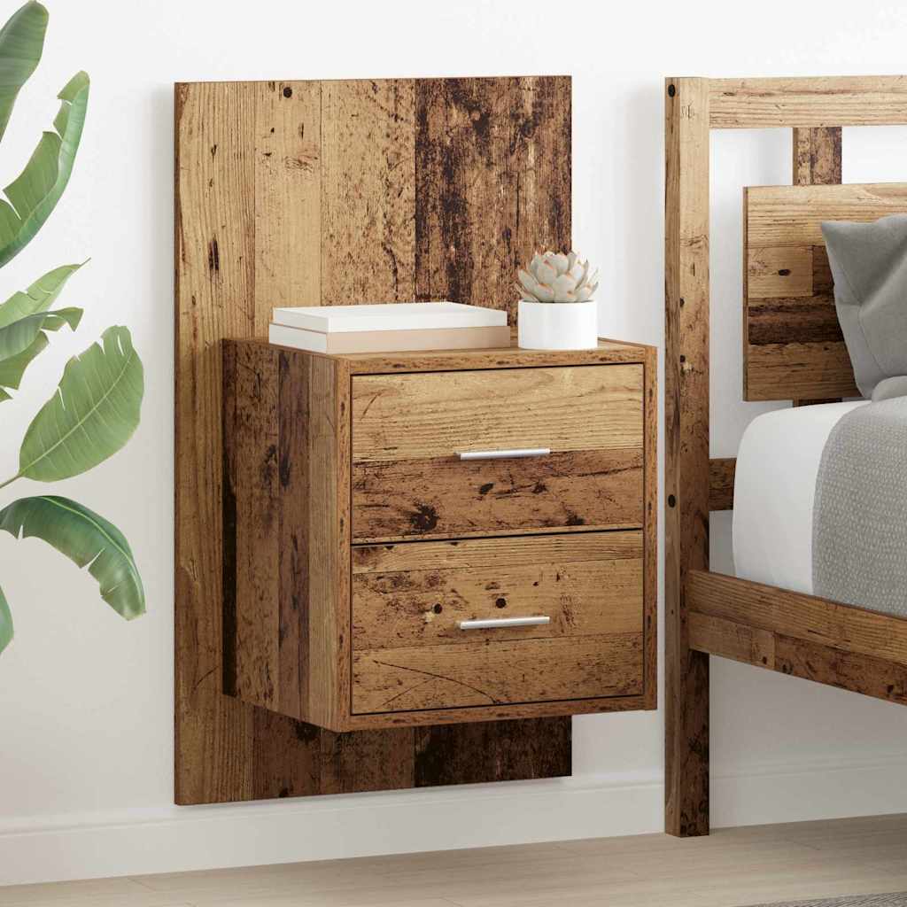 Wandmontiertes Nachttischchen 2 pcs Altholz 48,5 x 32,5 x 80 cm