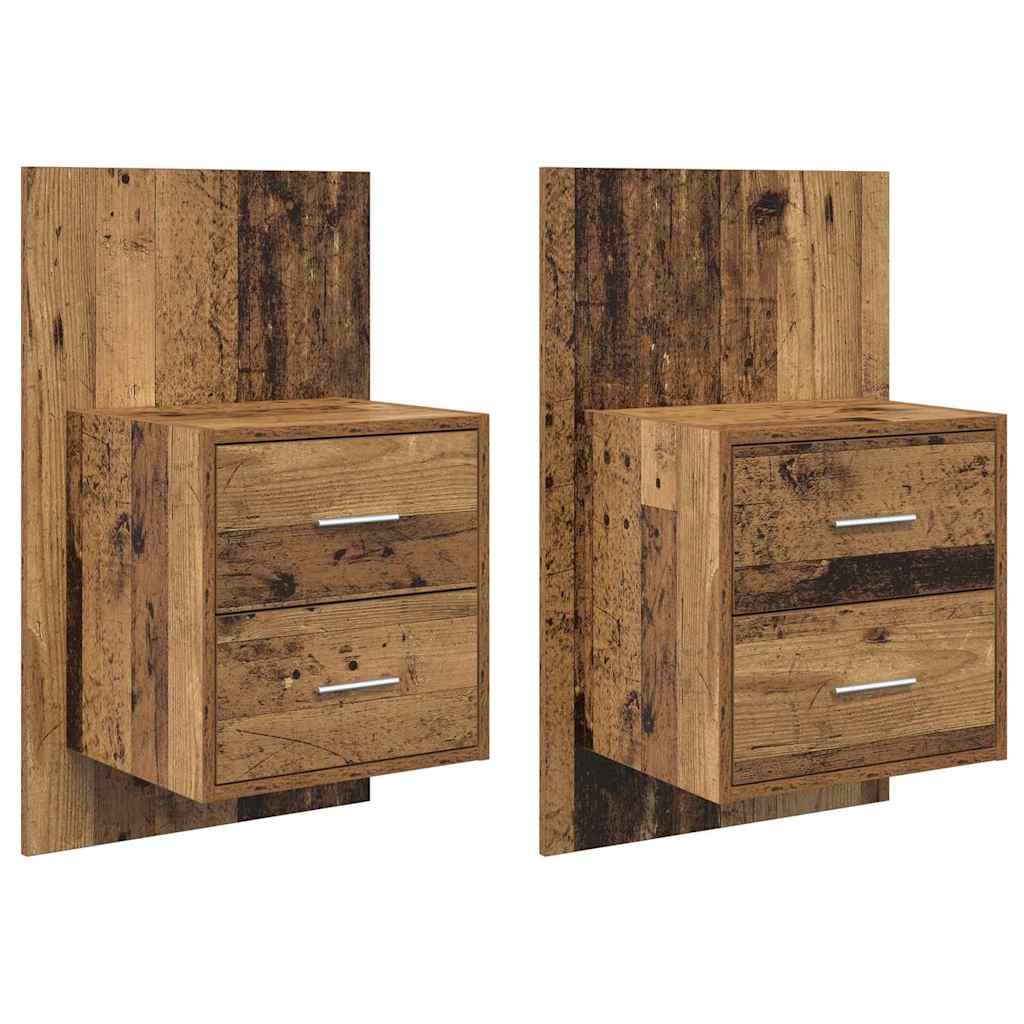 Wandmontiertes Nachttischchen 2 pcs Altholz 48,5 x 32,5 x 80 cm