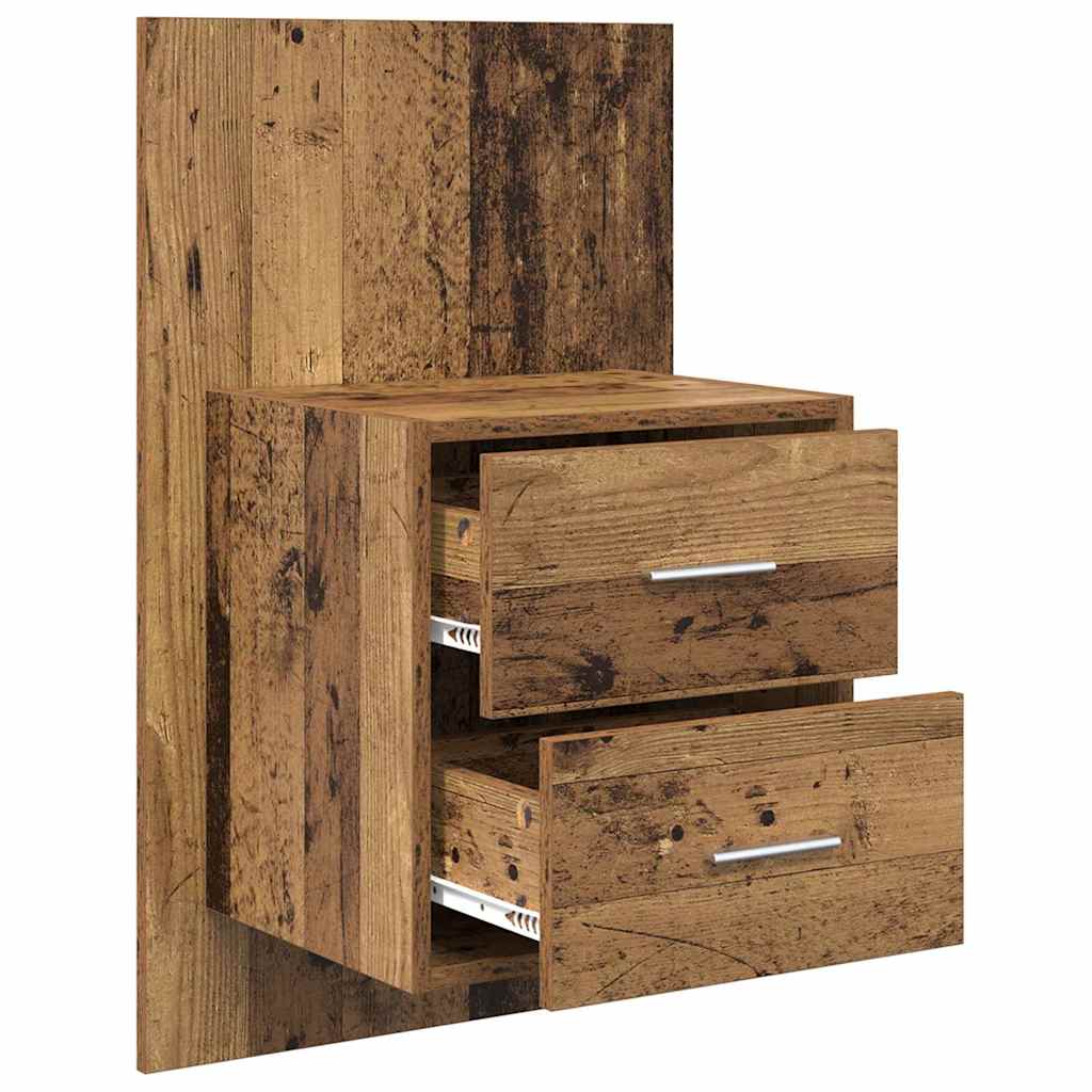 Wandmontiertes Nachttischchen 2 pcs Altholz 48,5 x 32,5 x 80 cm