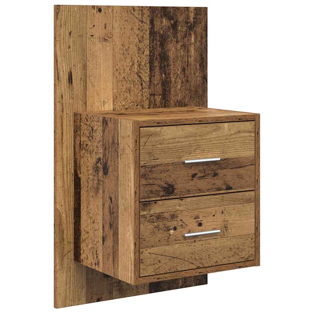 Wandmontiertes Nachttischchen 2 pcs Altholz 48,5 x 32,5 x 80 cm