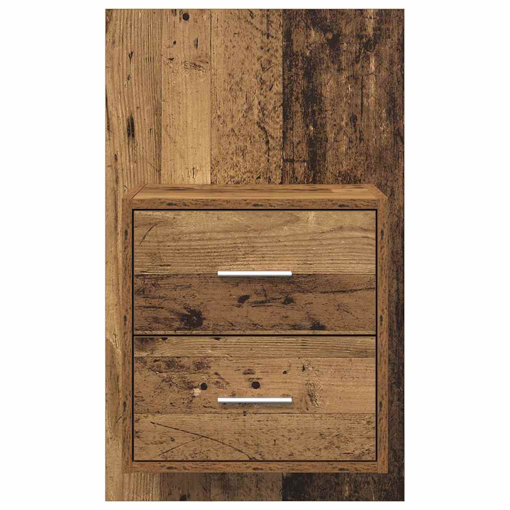 Wandmontiertes Nachttischchen 2 pcs Altholz 48,5 x 32,5 x 80 cm