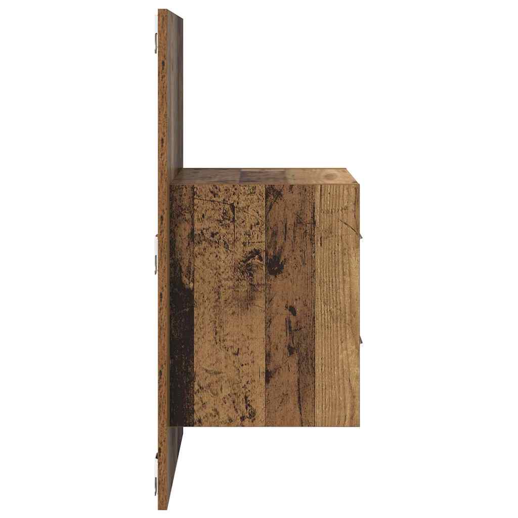 Wandmontiertes Nachttischchen 2 pcs Altholz 48,5 x 32,5 x 80 cm