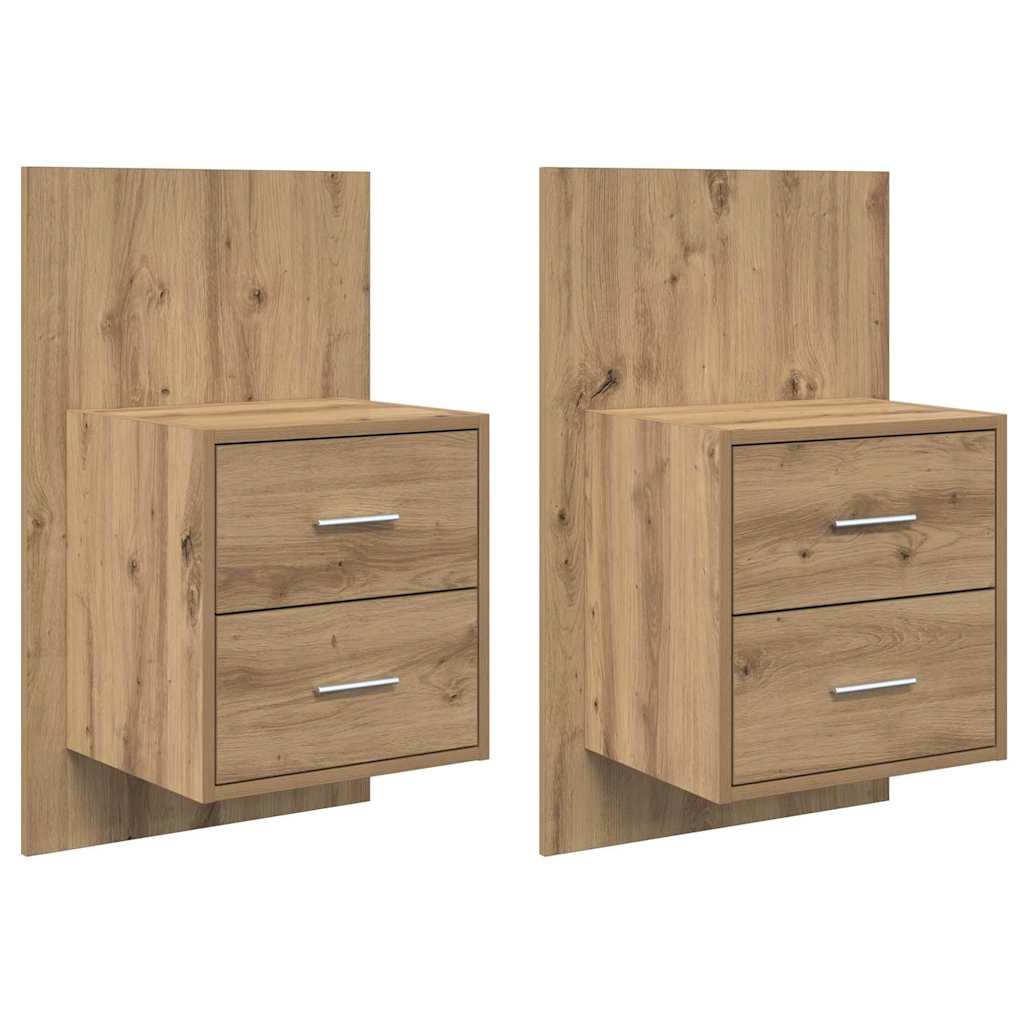 Wandmontiertes Nachttischchen Wandmontiert 2 pcs Artisan-Eiche