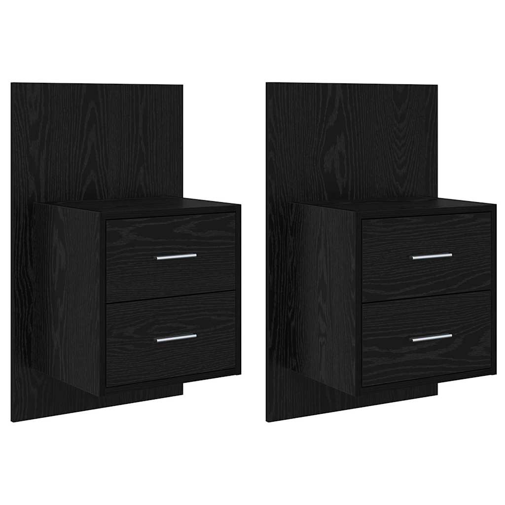 Wandmontiertes Nachttischchen 2 pcs Schwarz Eichen-Optik