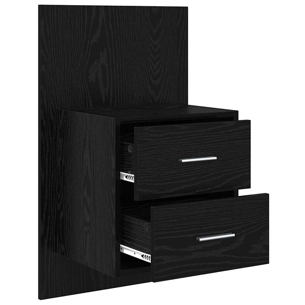 Wandmontiertes Nachttischchen 2 pcs Schwarz Eichen-Optik