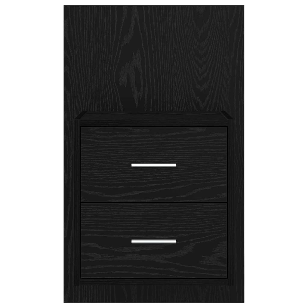 Wandmontiertes Nachttischchen 2 pcs Schwarz Eichen-Optik