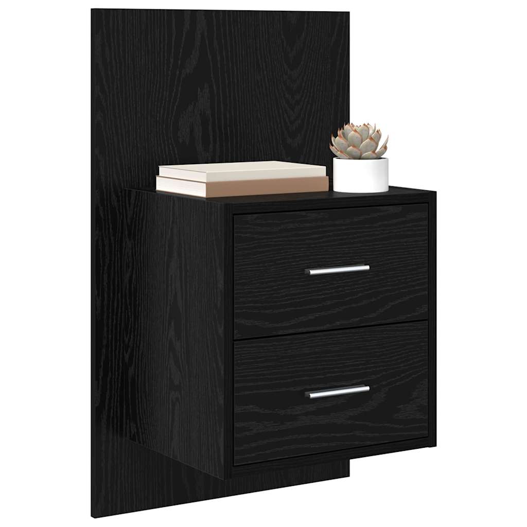 Wandmontiertes Nachttischchen 2 pcs Schwarz Eichen-Optik