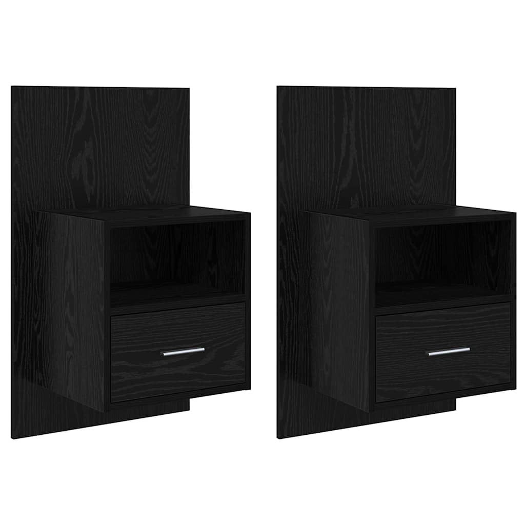 Nachttisch 2 pcs Schwarz Eichen-Optik 50 x 32.5 x 80cm