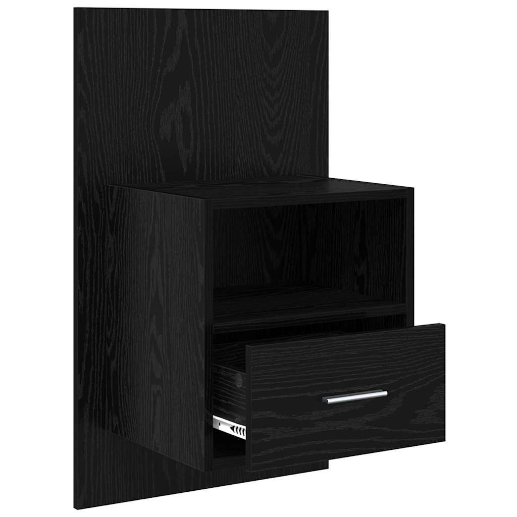 Nachttisch 2 pcs Schwarz Eichen-Optik 50 x 32.5 x 80cm