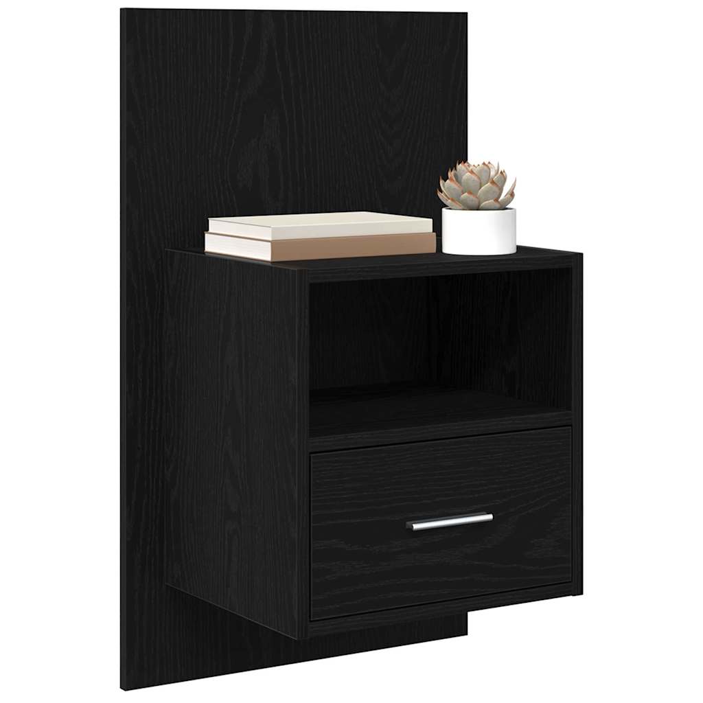 Nachttisch 2 pcs Schwarz Eichen-Optik 50 x 32.5 x 80cm